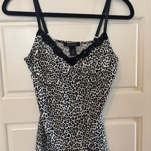 Leopard Print Lace Trim Cami Top